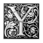 Letter Y Medieval Monogram Art Nouveau Fliese (Vorderseite)