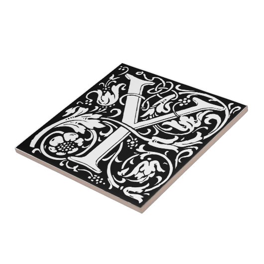 Letter Y Medieval Monogram Art Nouveau Fliese (Seite)