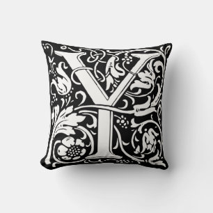Letter Y Medieval Monogram Art Nouveau Kissen