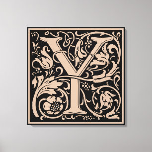 Letter Y Medieval Monogram Art Nouveau Leinwanddruck