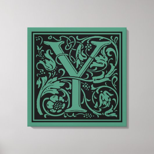 Letter Y Medieval Monogram Art Nouveau Leinwanddruck (Vorderseite)