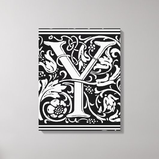 Letter Y Medieval Monogram Art Nouveau Leinwanddruck (Vorderseite)