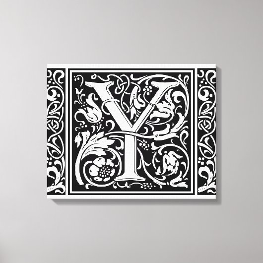 Letter Y Medieval Monogram Art Nouveau Leinwanddruck (Vorderseite)