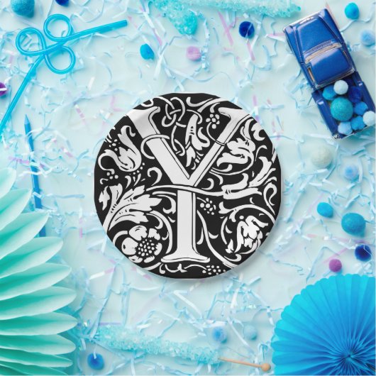 Letter Y Medieval Monogram Art Nouveau Pappteller (Party)