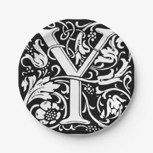 Letter Y Medieval Monogram Art Nouveau Pappteller