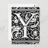 Letter Y Medieval Monogram Art Nouveau Postkarte (Vorne/Hinten)