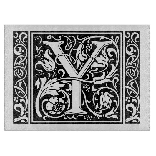 Letter Y Medieval Monogram Art Nouveau Schneidebrett (Vorderseite)