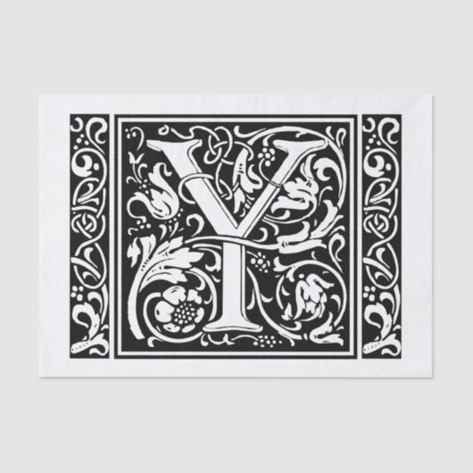 Letter Y Medieval Monogram Art Nouveau Seidenpapier (Vorderseite)