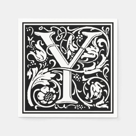 Letter Y Medieval Monogram Art Nouveau Serviette (Vorderseite)