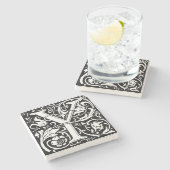 Letter Y Medieval Monogram Art Nouveau Steinuntersetzer (Seitenansicht)