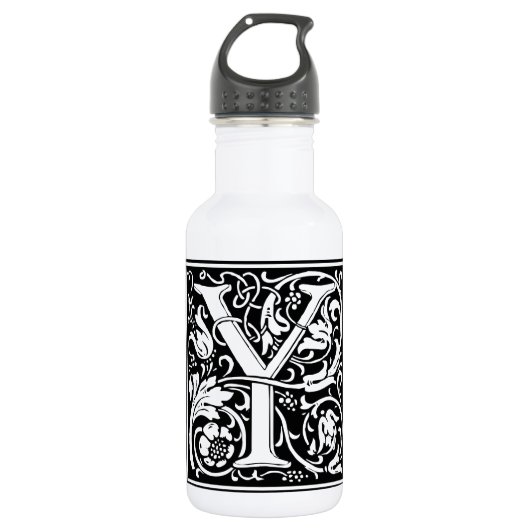Letter Y Medieval Monogram Art Nouveau Trinkflasche (Vorderseite)