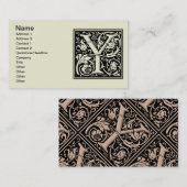 Letter Y Medieval Monogram Art Nouveau Visitenkarte (Vorne/Hinten)