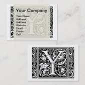 Letter Y Medieval Monogram Art Nouveau Visitenkarte (Vorne/Hinten)