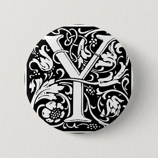 Letter Y Medieval Monogram Vintag Initial Button (Vorderseite)