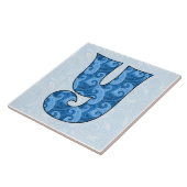 Letter Y - Mit Monogramm blaues Paisley, 1,5 cm Ti Fliese (Seite)