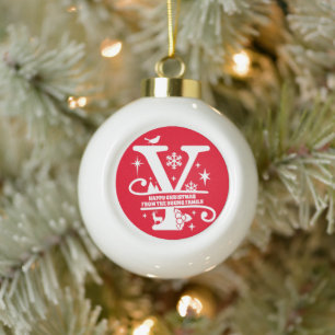 Letter Y Monogram Anfangsname Familienname Gruß Keramik Kugel-Ornament