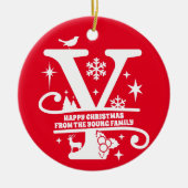 Letter Y Monogram Anfangsname Familienname Gruß Keramik Ornament (Vorne)