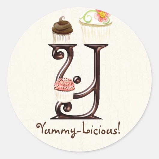 Letter Y Monogram Cupcake Logo Business-Aufkleber Runder Aufkleber (Vorderseite)