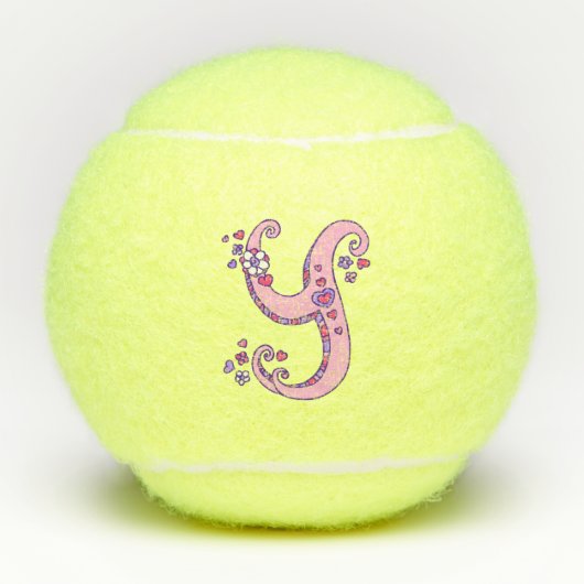Letter Y Monogram Girls personalisiert doodle art Tennisbälle (Vorderseite)