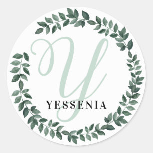 Letter Y Monogram Individuelle Name Minimalistisch Runder Aufkleber