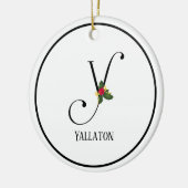 Letter Y Monogram Personalisiert Christmas Keramik Ornament (Links)