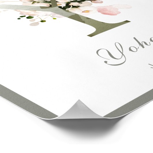Letter Y Monogram Pink Floral Kinderzimmer Poster (Ecke)