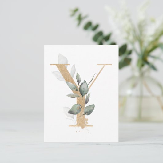 Letter Y Monogram Postkarte (Stehend Vorderseite)