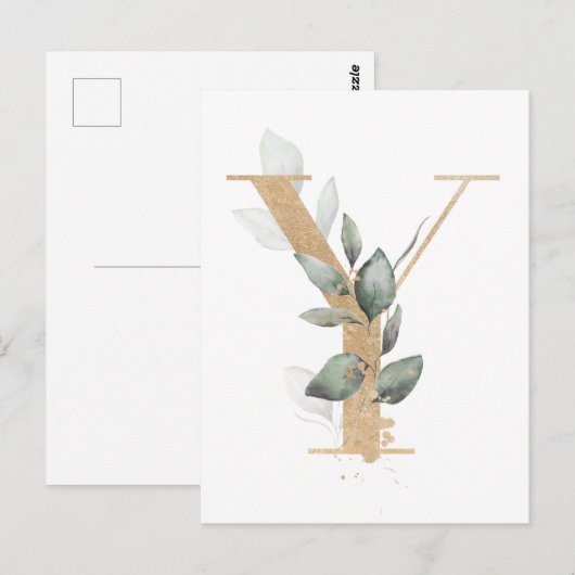 Letter Y Monogram Postkarte (Vorne/Hinten)