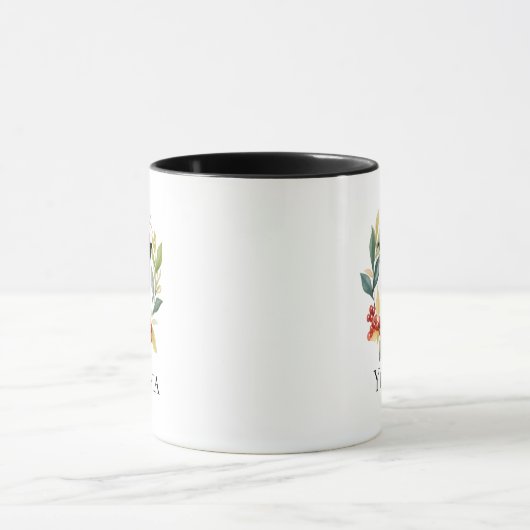 Letter Y Monogram Ursprünglicher Berry Wreath Tasse (Zentrum)