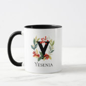 Letter Y Monogram Ursprünglicher Berry Wreath Tasse (Links)