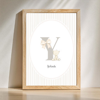 Letter Y Nursery Wall Art - Custom Baby Name Print Poster