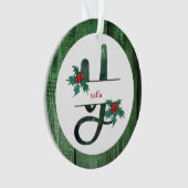 *~* Letter Y Rustikales Weihnachtsfest FOTO Holz A Ornament (Vorderseite)