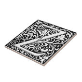 Letter Z art nouveau schwarz-weiß Tile Fliese (Seite)