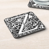 Letter Z art nouveau schwarz-weiß Tile Getränkeuntersetzer (Linke Seite)
