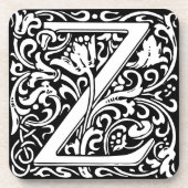 Letter Z art nouveau schwarz-weiß Tile Getränkeuntersetzer (Vorderseite)