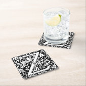 Letter Z art nouveau schwarz-weiß Tile Rechteckiger Pappuntersetzer (Vor Ort)