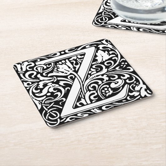 Letter Z art nouveau schwarz-weiß Tile Rechteckiger Pappuntersetzer (angewinkelt)