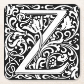 Letter Z art nouveau schwarz-weiß Tile Rechteckiger Pappuntersetzer (Vorderseite)