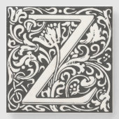 Letter Z art nouveau schwarz-weiß Tile Steinuntersetzer (Vorderseite)