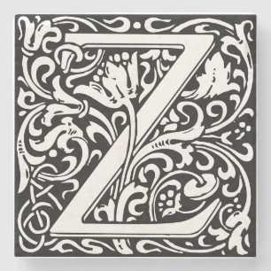 Letter Z art nouveau schwarz-weiß Tile Steinuntersetzer
