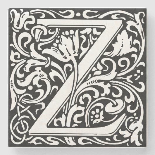 Letter Z art nouveau schwarz-weiß Tile Steinuntersetzer (Vorderseite)