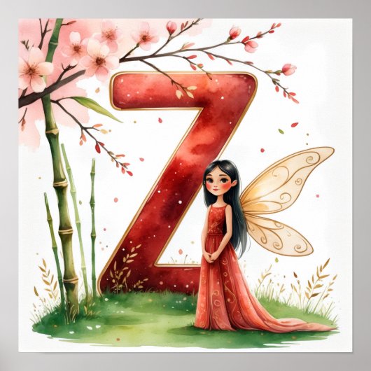 Letter Z Bamboo Fairy Poster -Chinese Alphabet Art (Vorne)