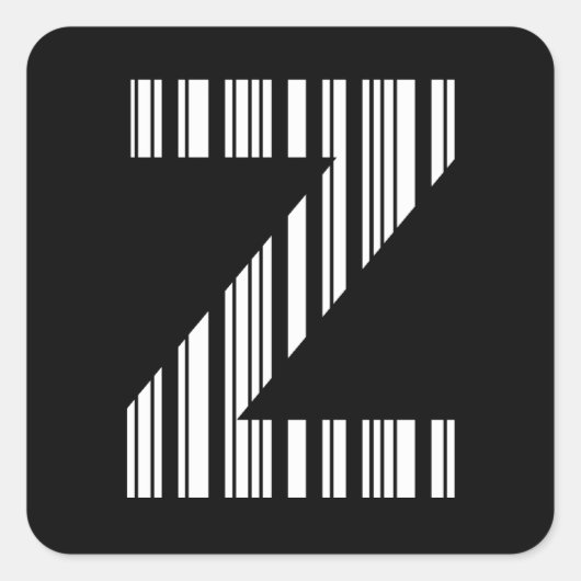 LETTER Z BAR CODE Erstes erstes Barcode-Muster Quadratischer Aufkleber (Vorderseite)