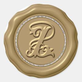 *~* Letter Z Diamond Circle GOLD Wax Siegel Sticke Runder Aufkleber