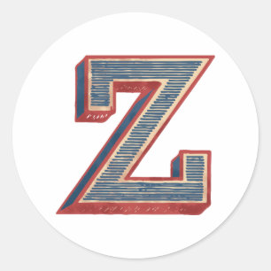 Letter "Z" Elegant bestickt Runder Aufkleber