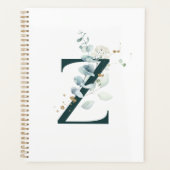 Letter Z Eukalyptus und Gold Mit Monogramm Planner Planer (Vorderseite)