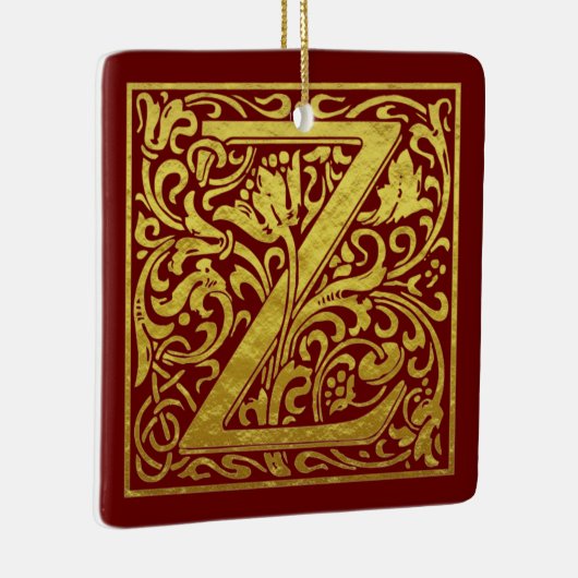 Letter Z First Letter Imitate Gold Red Keramikornament (Rechts)