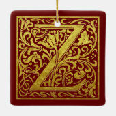 Letter Z First Letter Imitate Gold Red Keramikornament (Rückseite)