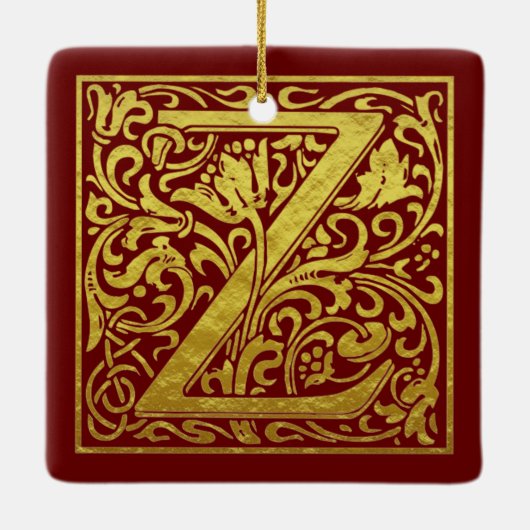 Letter Z First Letter Imitate Gold Red Keramikornament (Rückseite)