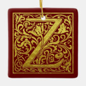 Letter Z First Letter Imitate Gold Red Keramikornament (Vorderseite)